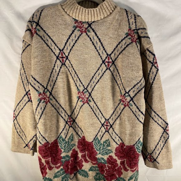 Classic Elements 90’s Y2k Cottage Core  Floral Tunic Sweater Dress Woman’… - Picture 1 of 8